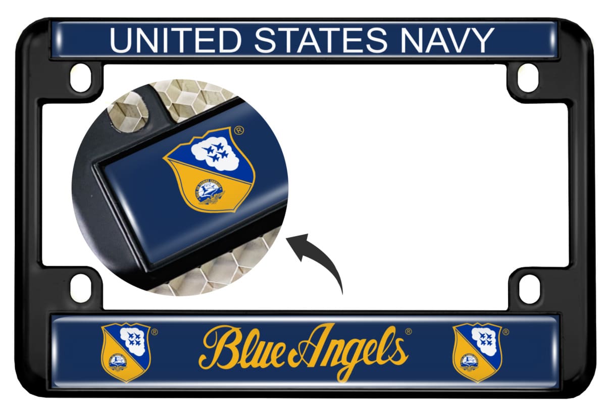 U.S. Navy Blue Angels - Motorcycle Metal License Plate Frame U.S. Navy Blue Angels - Motorcycle Metal License Plate Frame